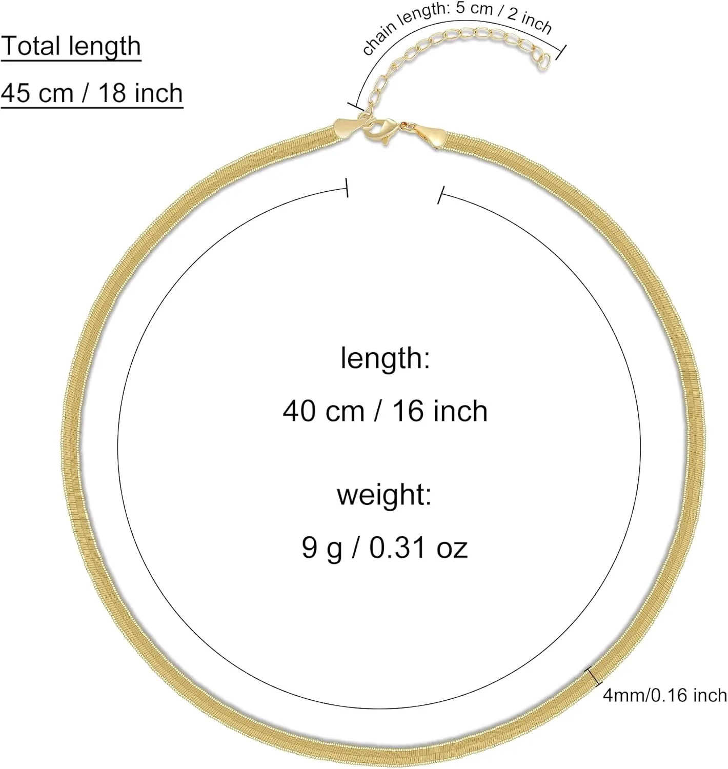Paperclip Chain Necklace for Women, Dainty Stackable Link Layered Necklace Gold Silver Plated Flat Snake Chain Paperclip Chain Herringbone Necklace Gold Choker Necklaces for Women