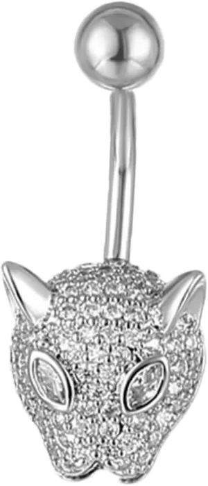 PartyKindom Belly Button Ring Animal Print Navel Piercing Jewelry Stainless Steel Perfect Present for Women