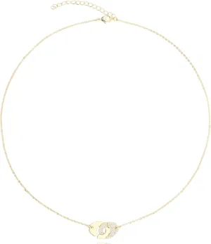 Pave Handcuff Pendant Necklace | 18K Gold Plated Cubic Zirconia | Dainty Gold Chain Necklace | Non Tarnish & Waterproof | Hypoallergenic | Gift For Her | Additional 3 Extender Included