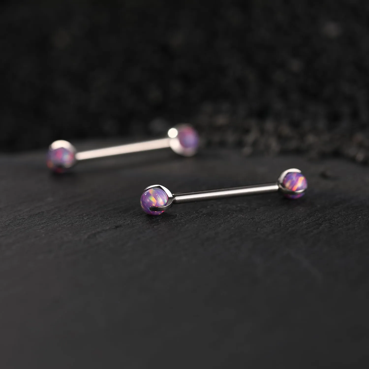 PEAKLINK 14G Titanium Nipple Rings & Barbell - CZ Opal Bridge Piercing Jewelry - Straight Internally Threaded - 12-18mm