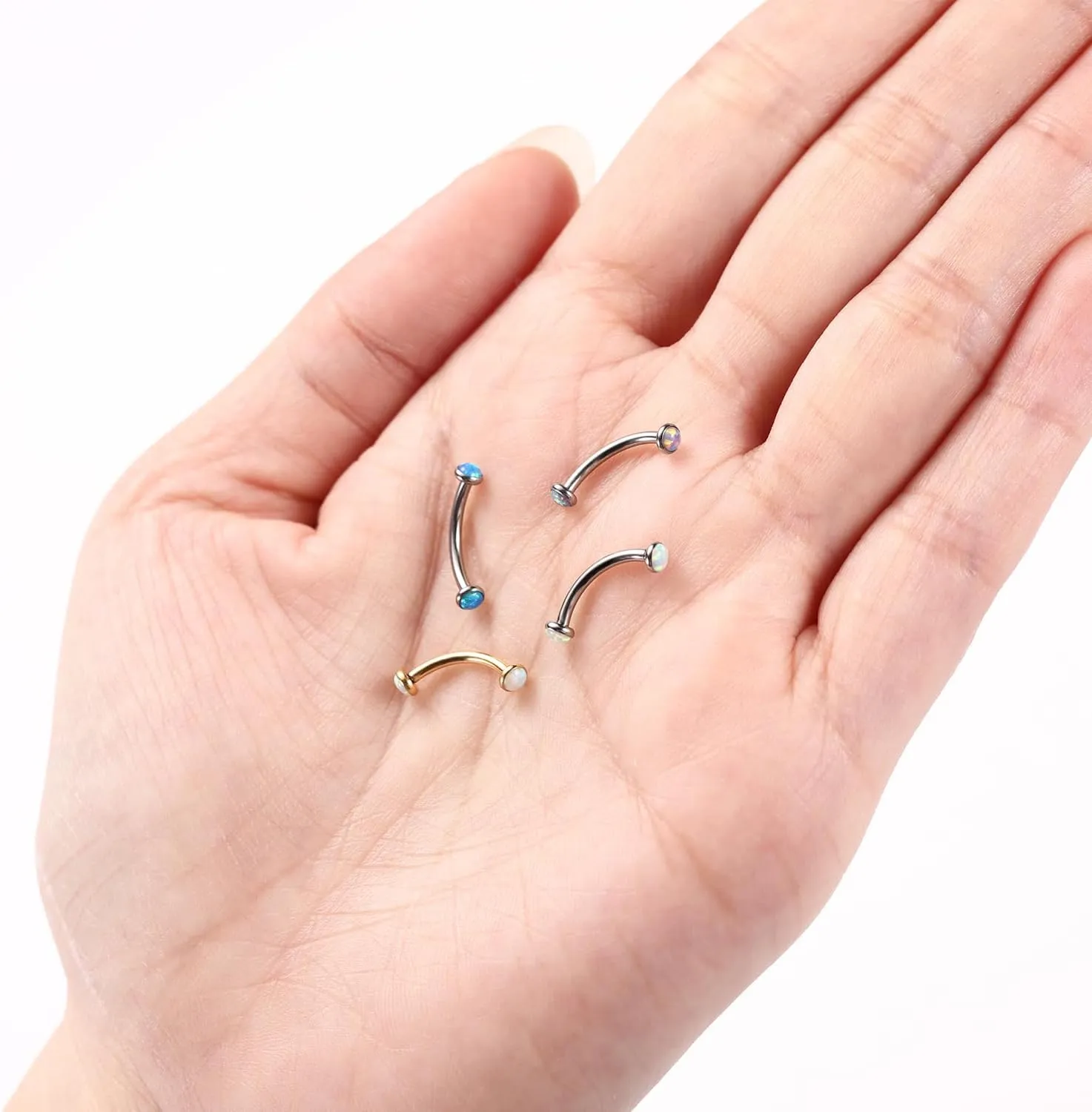 PEAKLINK G23 Titanium Eyebrow Piercing Jewelry - Curved Barbell 16G Eyebrow & Belly Button Rings - 6mm-12mm