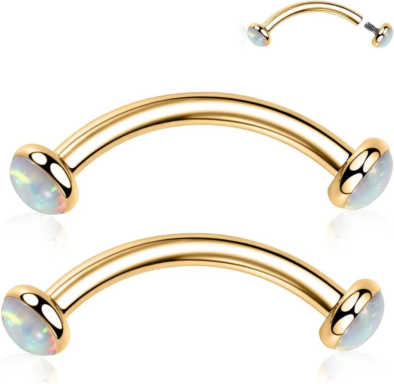 PEAKLINK G23 Titanium Eyebrow Piercing Jewelry - Curved Barbell 16G Eyebrow & Belly Button Rings - 6mm-12mm