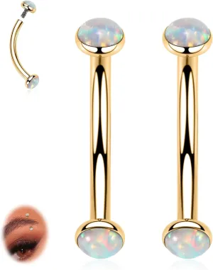 PEAKLINK G23 Titanium Eyebrow Piercing Jewelry - Curved Barbell 16G Eyebrow & Belly Button Rings - 6mm-12mm