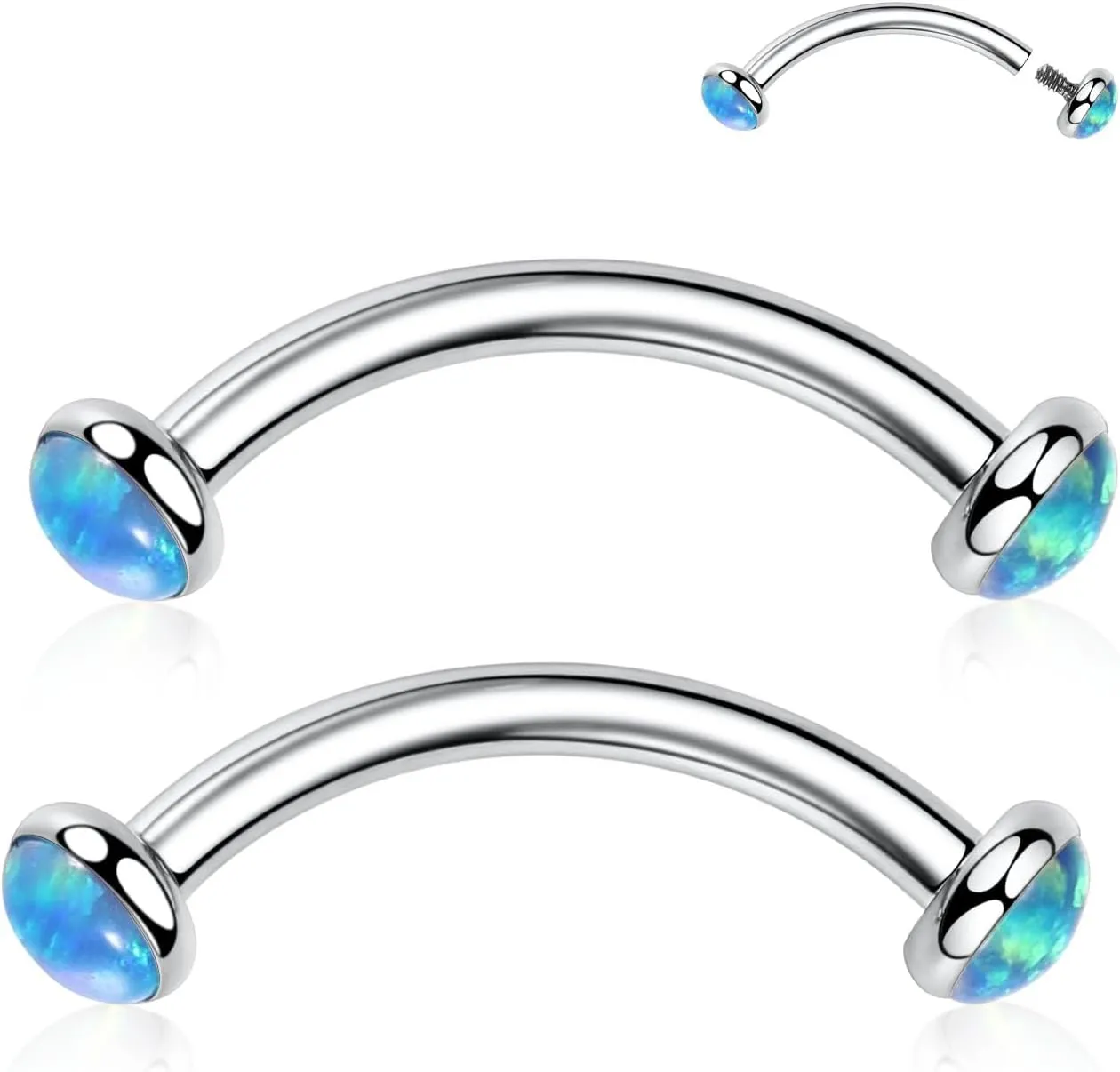 PEAKLINK G23 Titanium Eyebrow Piercing Jewelry - Curved Barbell 16G Eyebrow & Belly Button Rings - 6mm-12mm