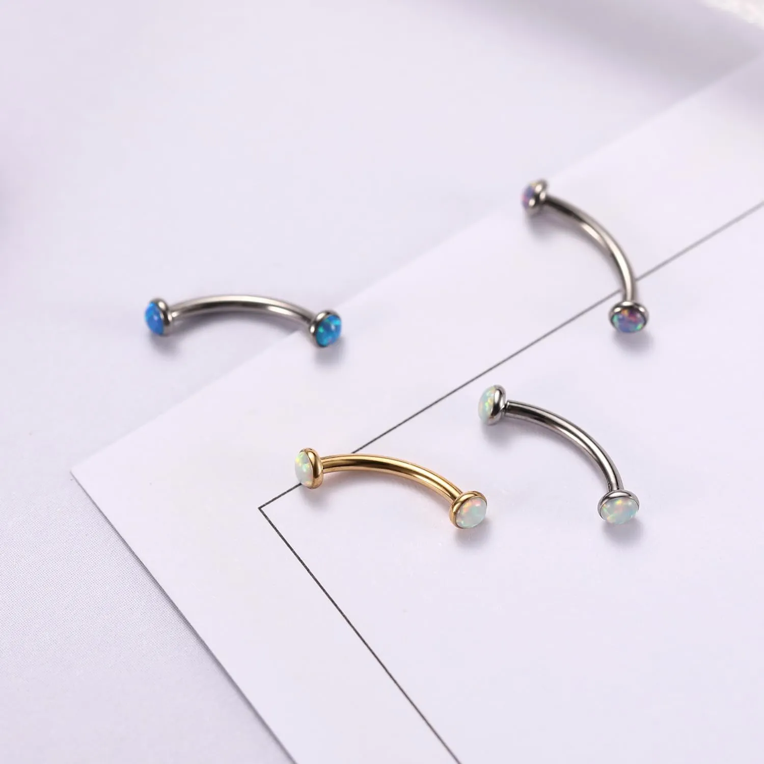 PEAKLINK G23 Titanium Eyebrow Piercing Jewelry - Curved Barbell 16G Eyebrow & Belly Button Rings - 6mm-12mm