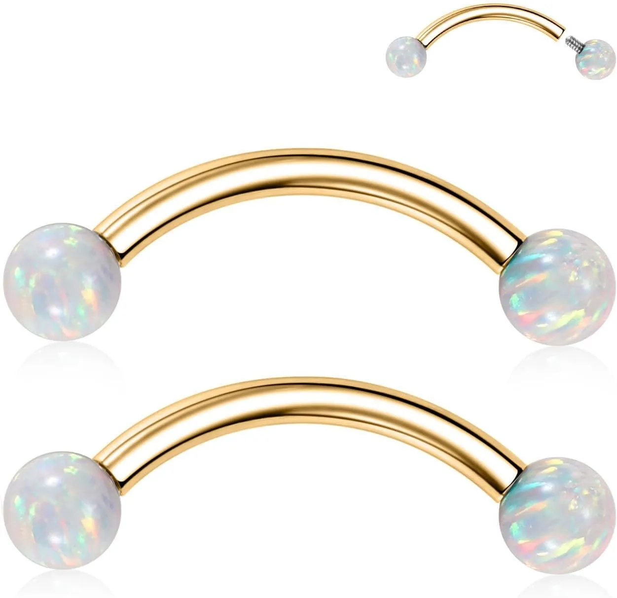 PEAKLINK G23 Titanium Eyebrow Piercing Jewelry - Curved Barbell 16G Eyebrow & Belly Button Rings - 6mm-12mm