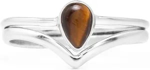 Pear Tiger Eye 925 Sterling Silver Ring - Delicate BOHO Chic Jewelry - Fashionable and Stylish for Women with Velvet Gift Bag - Made by Indian Artisans - Size 5-9