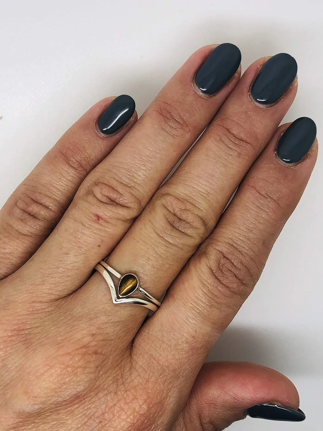 Pear Tiger Eye 925 Sterling Silver Ring - Delicate BOHO Chic Jewelry - Fashionable and Stylish for Women with Velvet Gift Bag - Made by Indian Artisans - Size 5-9