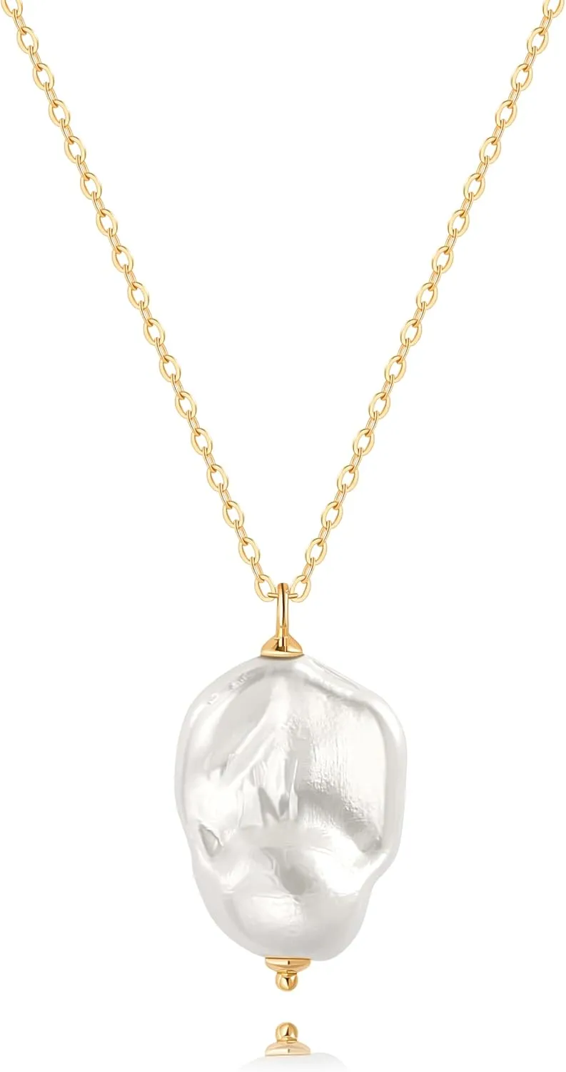 PEARLADA 18k Gold Chain Long Necklace, Boho Sweater Necklace for Women, Geometric Pendant Y Necklace