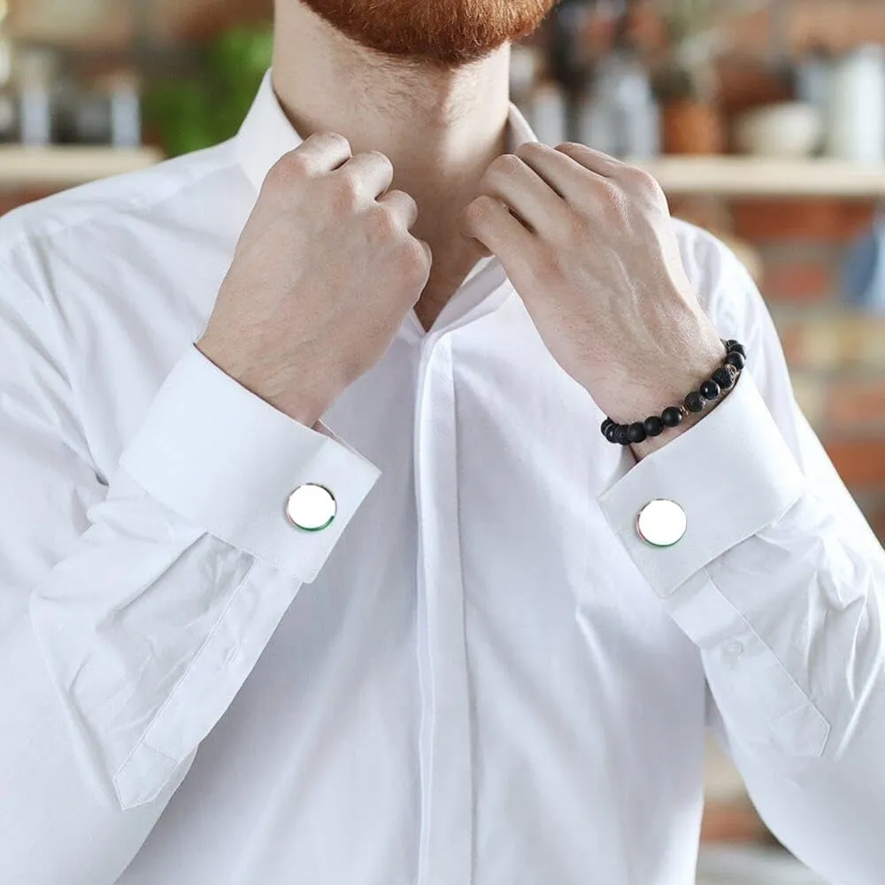 Personality Belize Flag Cufflinks Personalized Fashion Men'S Round Shirt Cuff Links, World Flag Sleeve Button Gifts Accessories,19Mm, Yellow/White