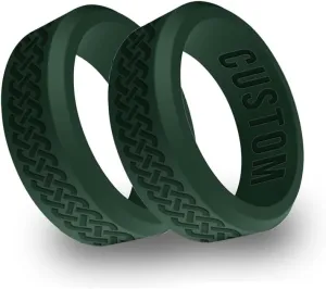 Personalized Couple Celtic Rings Beveled Silicone Ring, Couple Wedding and Anniversary Bands