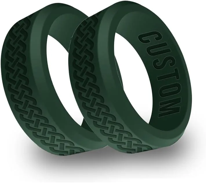 Personalized Couple Celtic Rings Beveled Silicone Ring, Couple Wedding and Anniversary Bands