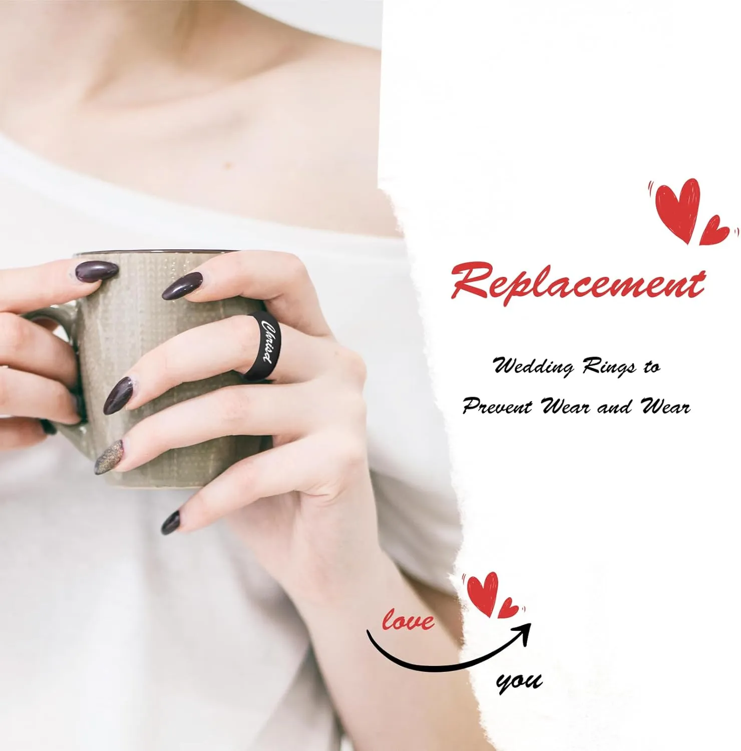 Personalized Silicone Couple Rings Set - Comfort Fit, Customizable, Available in 13 Colors(2 packs)