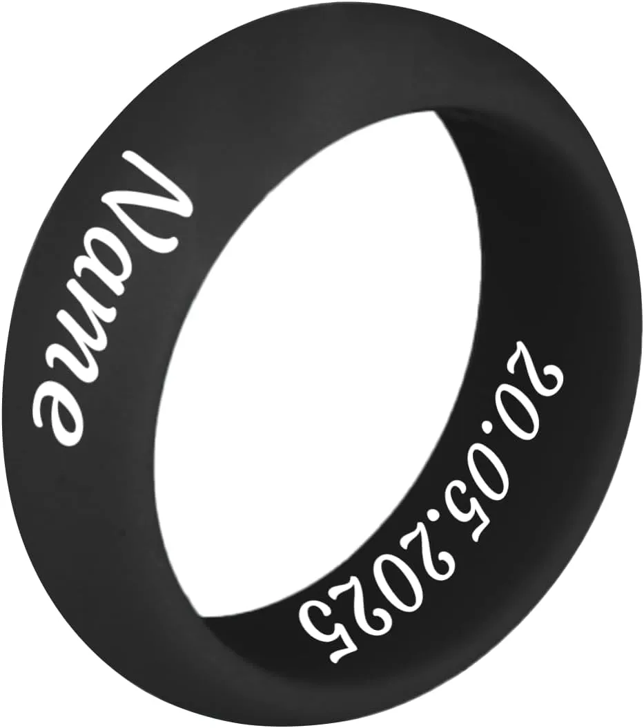 Personalized Silicone Couple Rings Set - Comfort Fit, Customizable, Available in 13 Colors(2 packs)