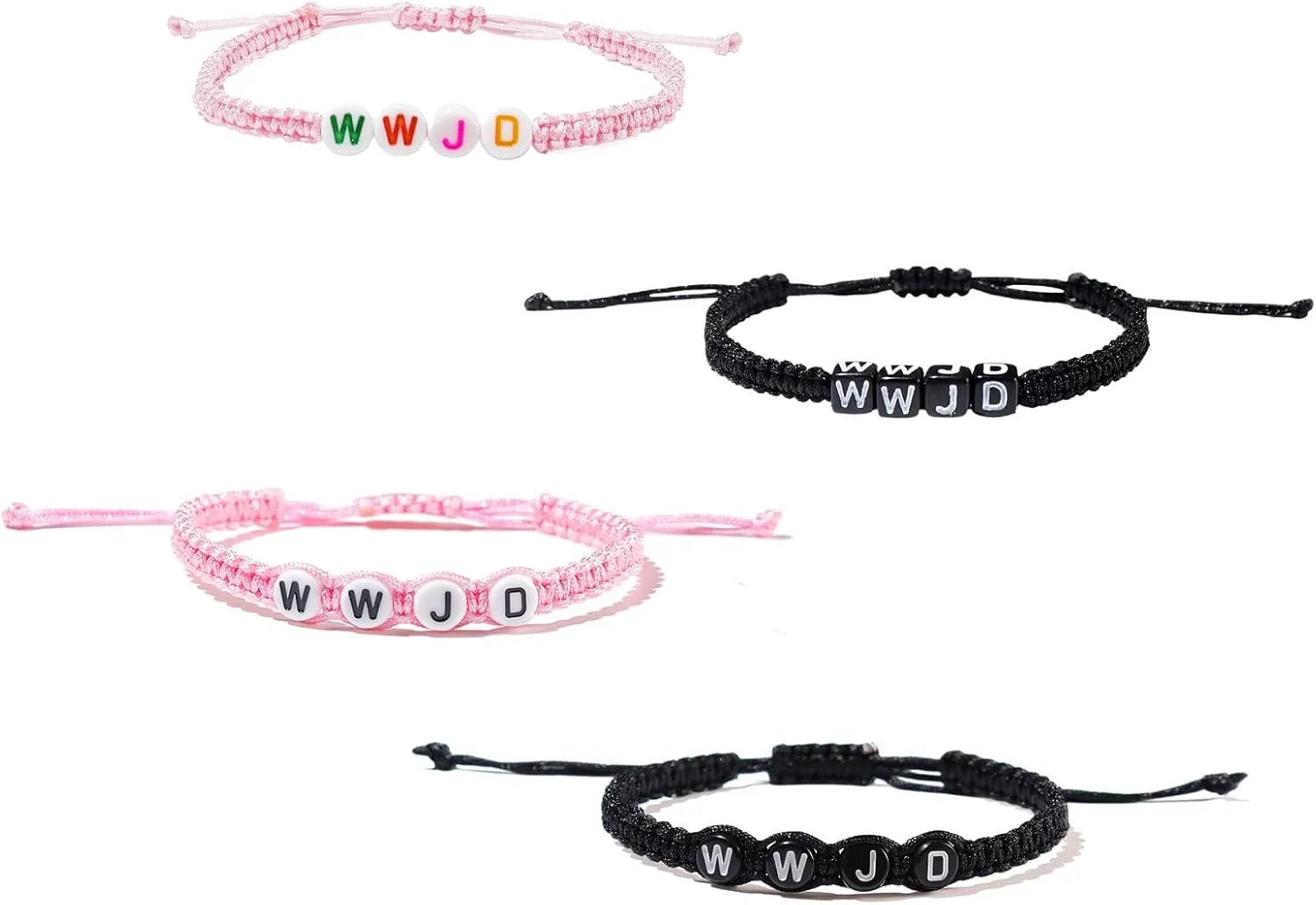 Pingyongchang What Would Jesus Do Bracelets WWJD Bracelets Letter Matching Couples Protection Braided Rope Inspirational Religious Christian Gifts Friendship Bracelet Gift for Women Men