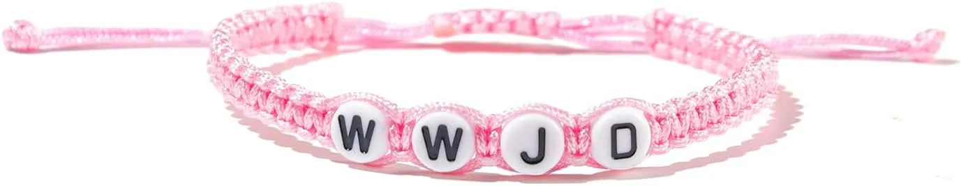 Pingyongchang What Would Jesus Do Bracelets WWJD Bracelets Letter Matching Couples Protection Braided Rope Inspirational Religious Christian Gifts Friendship Bracelet Gift for Women Men