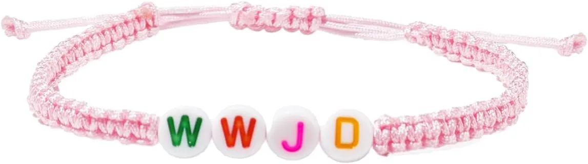 Pingyongchang What Would Jesus Do Bracelets WWJD Bracelets Letter Matching Couples Protection Braided Rope Inspirational Religious Christian Gifts Friendship Bracelet Gift for Women Men