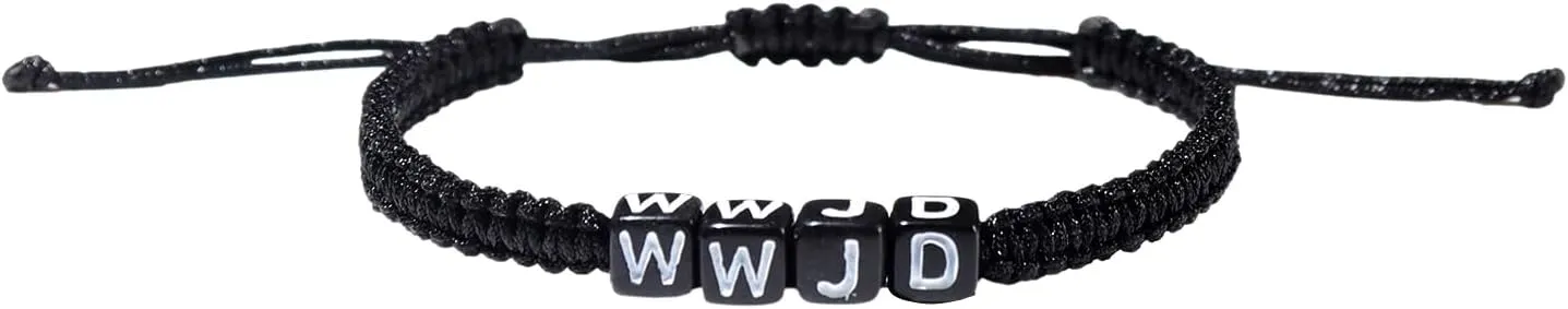 Pingyongchang What Would Jesus Do Bracelets WWJD Bracelets Letter Matching Couples Protection Braided Rope Inspirational Religious Christian Gifts Friendship Bracelet Gift for Women Men