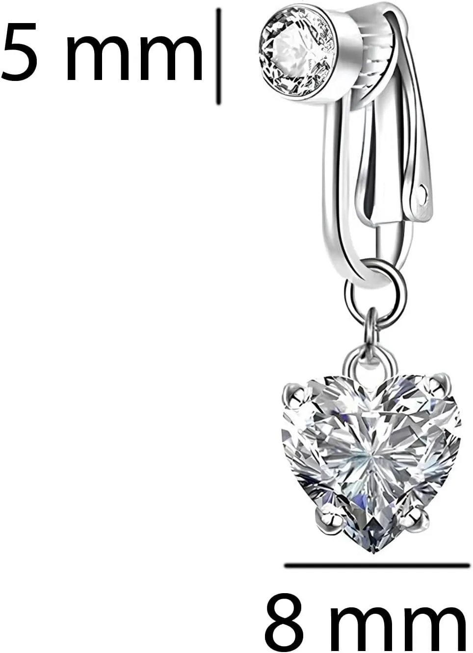 POYAMUSE Butterfly Heart Fake Belly Ring for Women, Faux Belly Piercing Jewelry - Fake Belly Button Piercing - Clip On Belly Button Rings Non Piercing Jewelry for Women