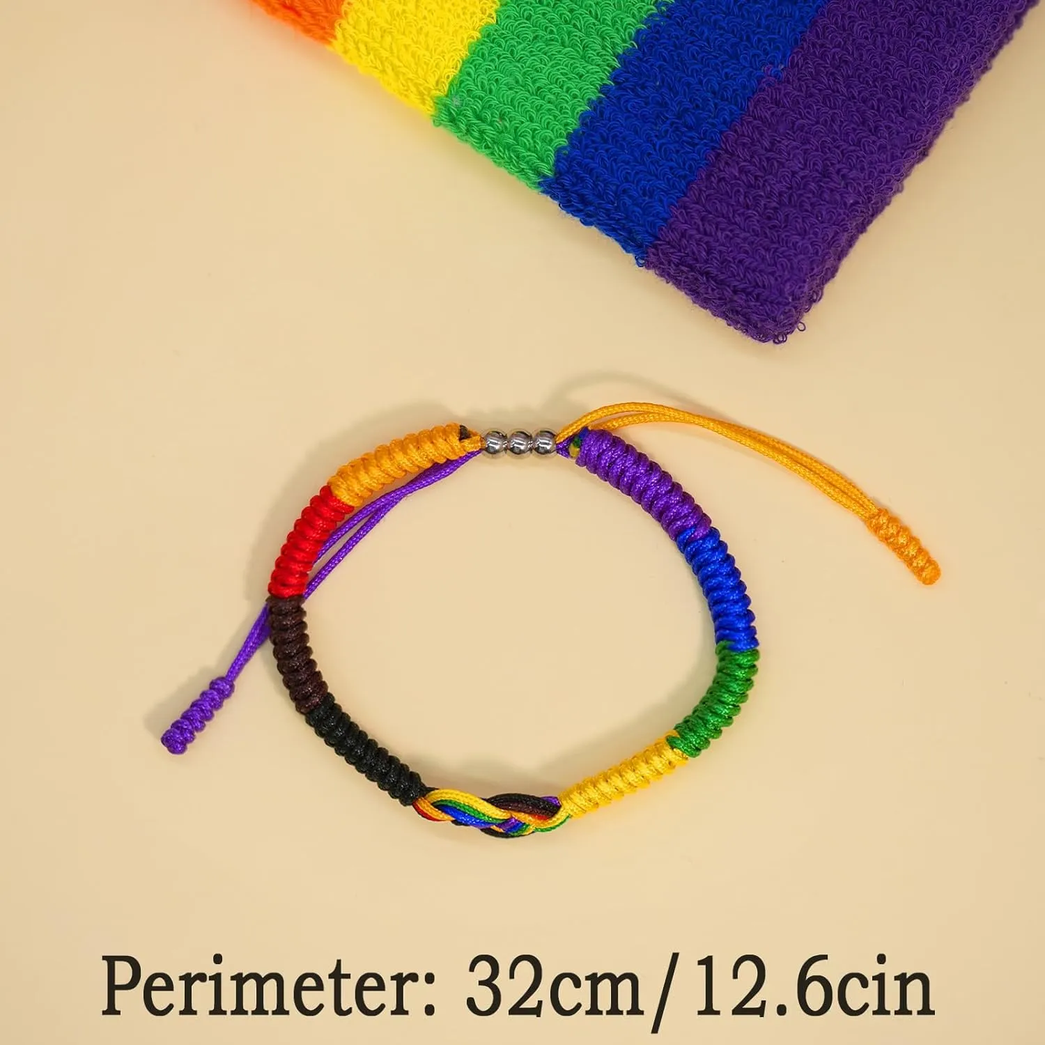 Pride Bracelet for Men Women Adjustable Wrist Wrap Rainbow Bracelets Surfer String Rope Gay Lesbian Trans Bisexual LGBT Bracelets for Pride Month Parade LGBTQ Community