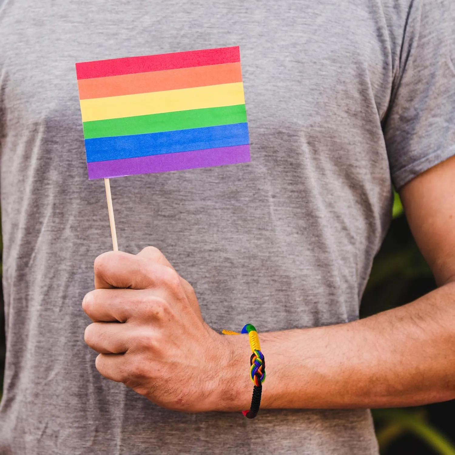 Pride Bracelet for Men Women Adjustable Wrist Wrap Rainbow Bracelets Surfer String Rope Gay Lesbian Trans Bisexual LGBT Bracelets for Pride Month Parade LGBTQ Community