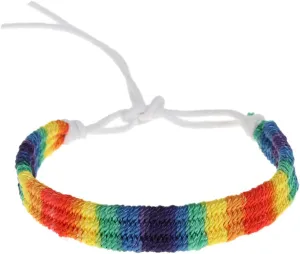 Pride Bracelets for Couples, Rainbow Bracelet for Lesbian Gay Bisexual Handmade Woven Rope Friendship Bracelets, Adjustable Braided Wristbands for Women and Men