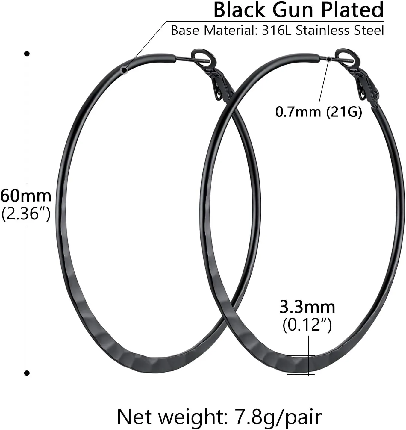 PROSTEEL Chunky Hoop Earrings for Women, 316L Stainless Steel Hoop, Minimalist And Chic Jewelry, Silver/14K Gold/Black, Hypoallergenic for Sensitive Skin, Size: 30/40mm/60mm/80mm, Come with Box