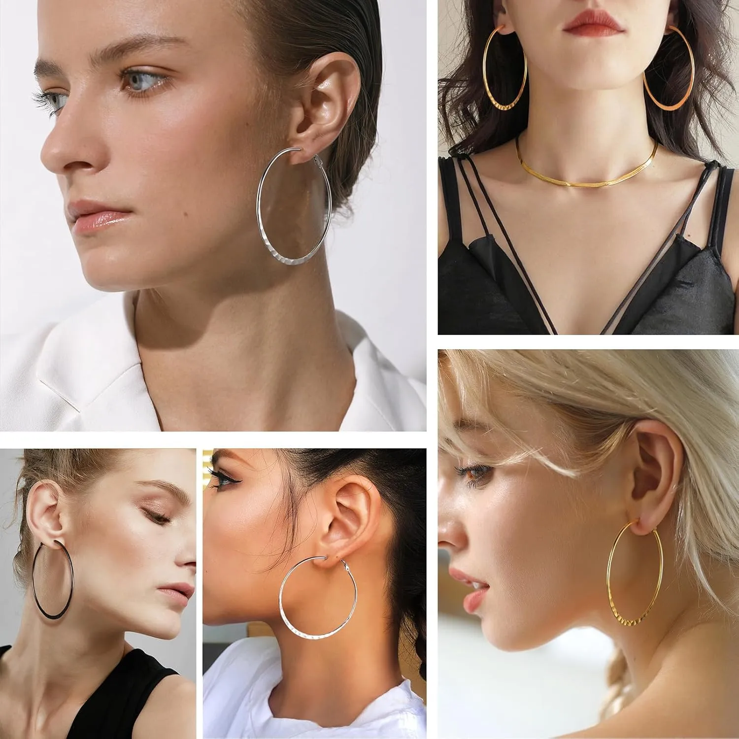 PROSTEEL Chunky Hoop Earrings for Women, 316L Stainless Steel Hoop, Minimalist And Chic Jewelry, Silver/14K Gold/Black, Hypoallergenic for Sensitive Skin, Size: 30/40mm/60mm/80mm, Come with Box