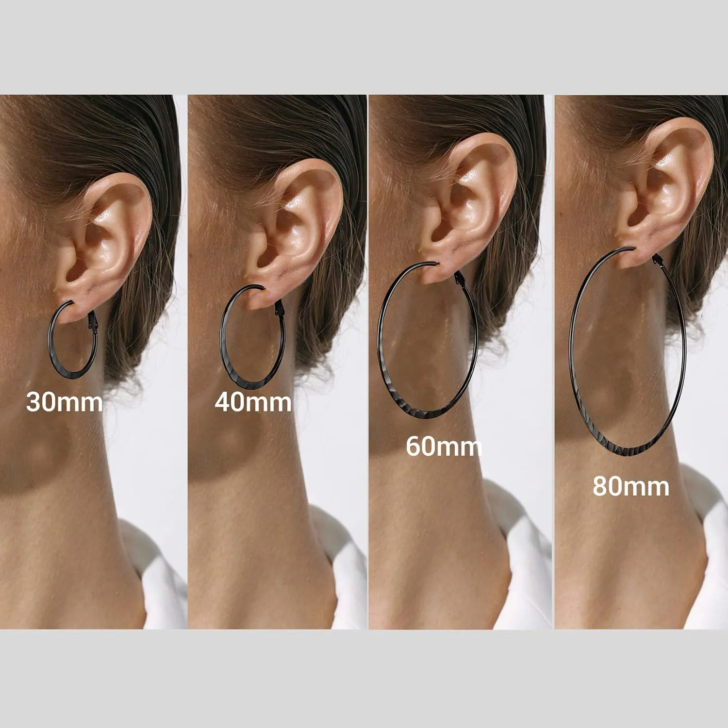 PROSTEEL Chunky Hoop Earrings for Women, 316L Stainless Steel Hoop, Minimalist And Chic Jewelry, Silver/14K Gold/Black, Hypoallergenic for Sensitive Skin, Size: 30/40mm/60mm/80mm, Come with Box