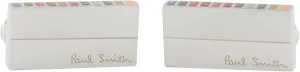 PS Paul Smith Men's Silver 'Signature Stripe' Edge Cufflinks, Multicolor, One Size
