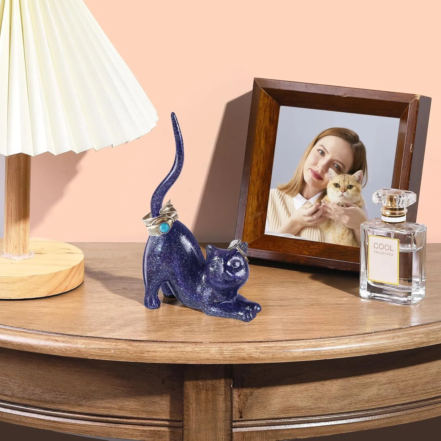 PUDDING CABIN Cat Lover Gifts for Women - Purple Cat Ring Holder Ring Stand Organizer - Purple Preppy Room Decor Aesthetic -Mothers Day Birthday Gifts for Women Mom Girls
