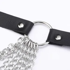 Punk Black Waist Chain Belt Leather Layered Belly Body Chains Rave Body Jewelry Accessories for Women