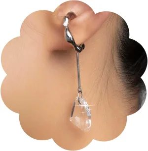 Punk Crystal Ear Cuff Earrings Silver Cz Cuff Wrap Earrings Rhinestone Cartilage Cuff Earrings Irregular Gemstone Earrings Cz Crawler Cuff Earrings Jewelry for Women