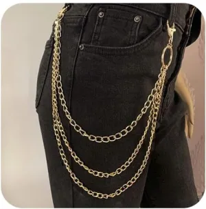 Punk Layered Pants Chain Belt Silver Y2k Layered Wallet Jean Chains for Women and Men