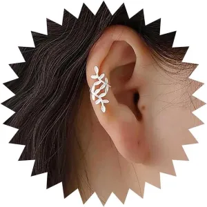 Punk Leaf Ear Cuff Earrings Olive Leaf Cartilage Cuff Earrings Silver Leaves Cuff Wrap Earrings Leaf Crawler Cuff Earrings Leaf No Piercing Earrings Jewelry for Women
