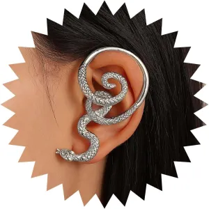Punk Snake Ear Climber Earrings Snake Ear Cuff Earrings Snake Ear Wrap Earrings Serpent Ear Crawler Earrings Gold Snake Stud Earrings Jewelry for Women (Gold)