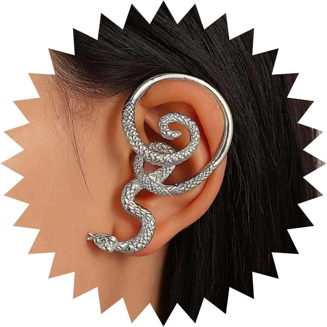 Punk Snake Ear Climber Earrings Snake Ear Cuff Earrings Snake Ear Wrap Earrings Serpent Ear Crawler Earrings Gold Snake Stud Earrings Jewelry for Women (Gold)
