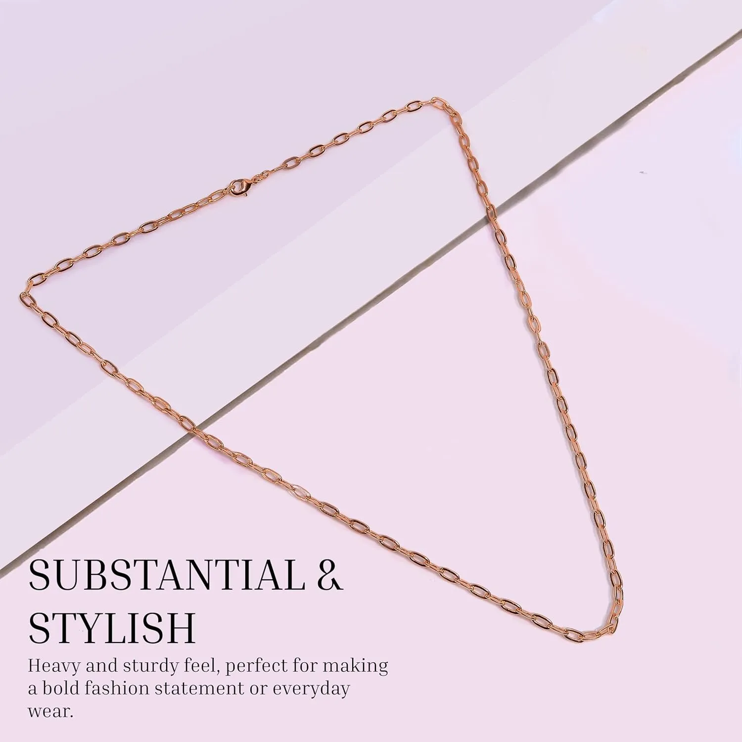 Pure Copper Cable Link Chain Necklace for Men & Women, Lightweight Solid Copper Statement Jewelry Gift, Multiple Lengths (1626 Inch)