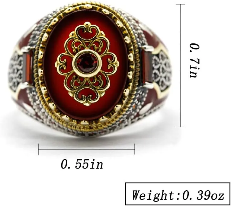Qida S925 Stamp Sterling Silver Onyx/Lapis Lazuli Ring for Men Female Turkish Handmade Vintage Luxury Band