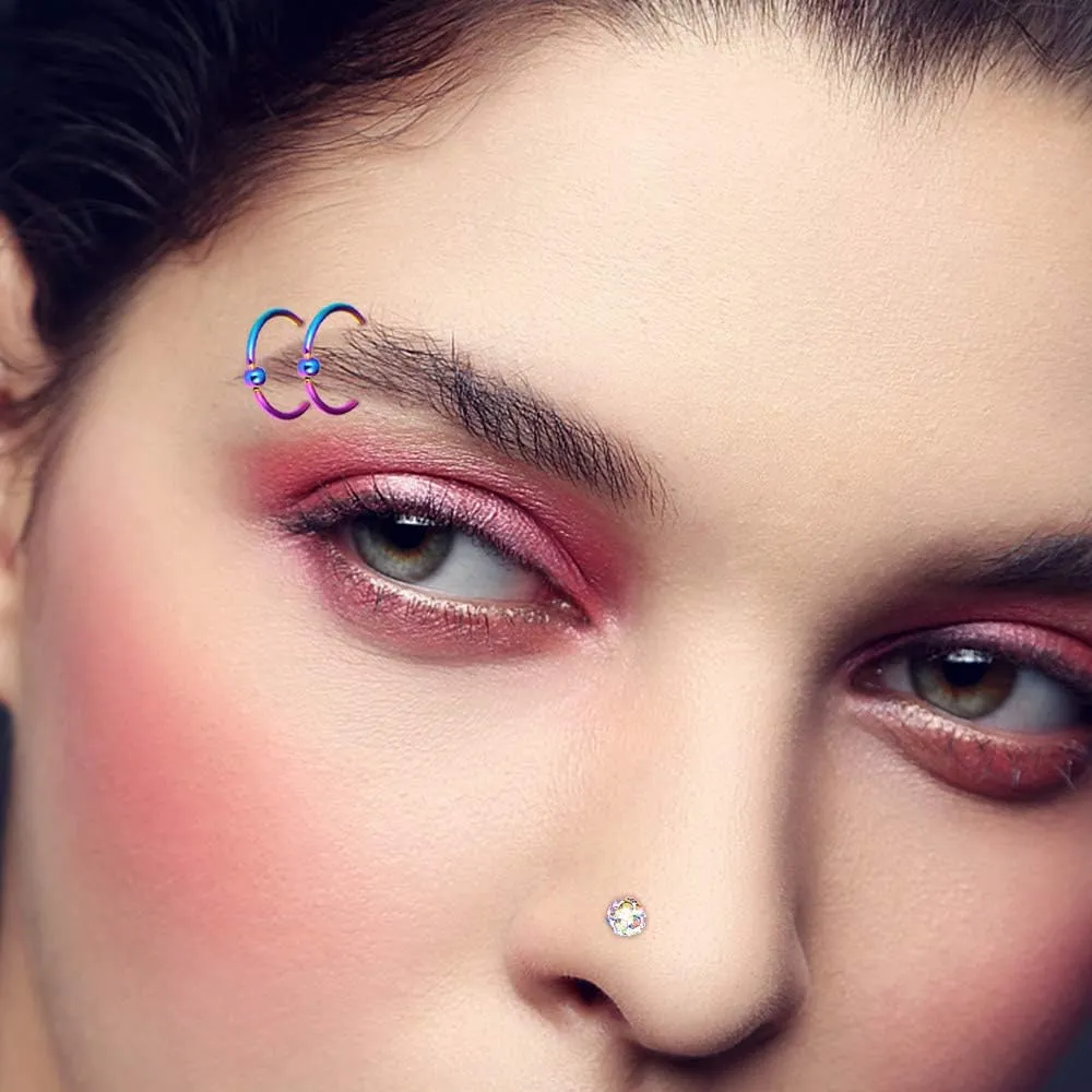 Qmcandy 24pcs-100pcs 20G Nose Rings Studs Nose Rings Hoop Fashion Piercings Hoop Jewelry Stainless Steel Nose Rings