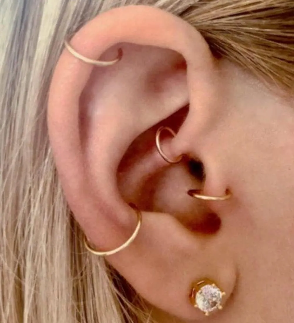 QWALIT Nose Rings - Double Hoop Nose Rings for Single Piercing