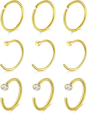 QWALIT Nose Rings - Double Hoop Nose Rings for Single Piercing