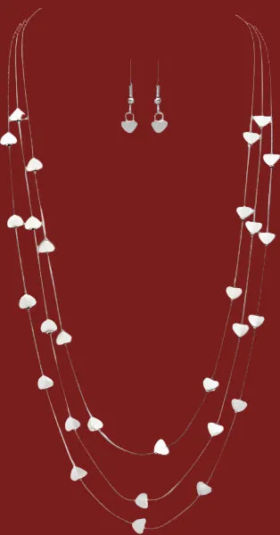 Rain Jewelry Silver Hearts Multi-Layer Necklace Set