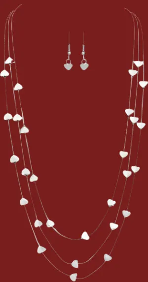 Rain Jewelry Silver Hearts Multi-Layer Necklace Set