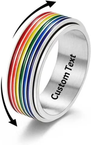 Rainbow Spinner Name Band Mothers Girlfriend Ring Couples Husband Jewelry Mother Brothers Rings Guys To My Daughter Bands