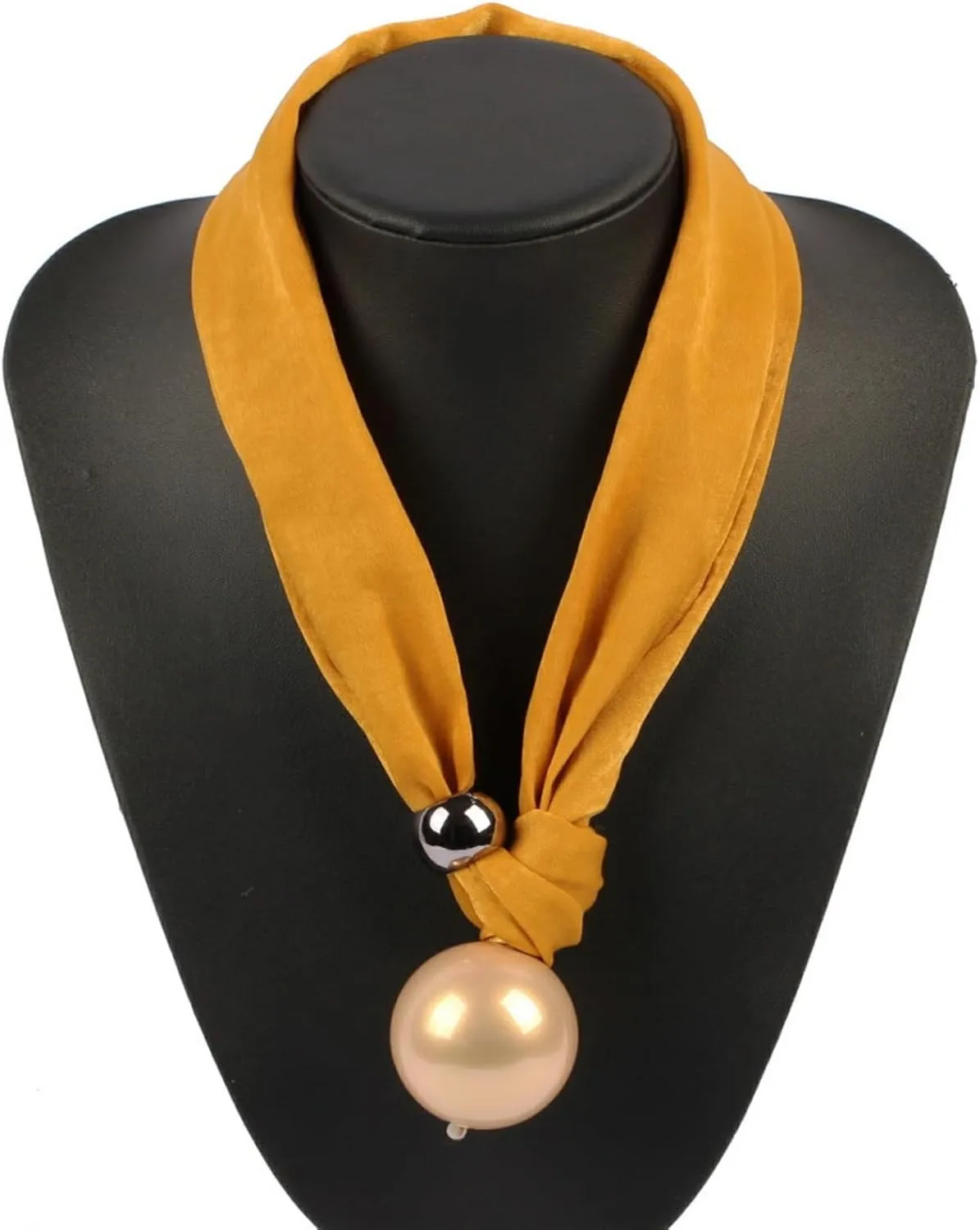 Ribbon Rope Chain Big Pendant Bead Ball Imitation Pearl Necklace for Women Flannelette Collar Choker Jewelry