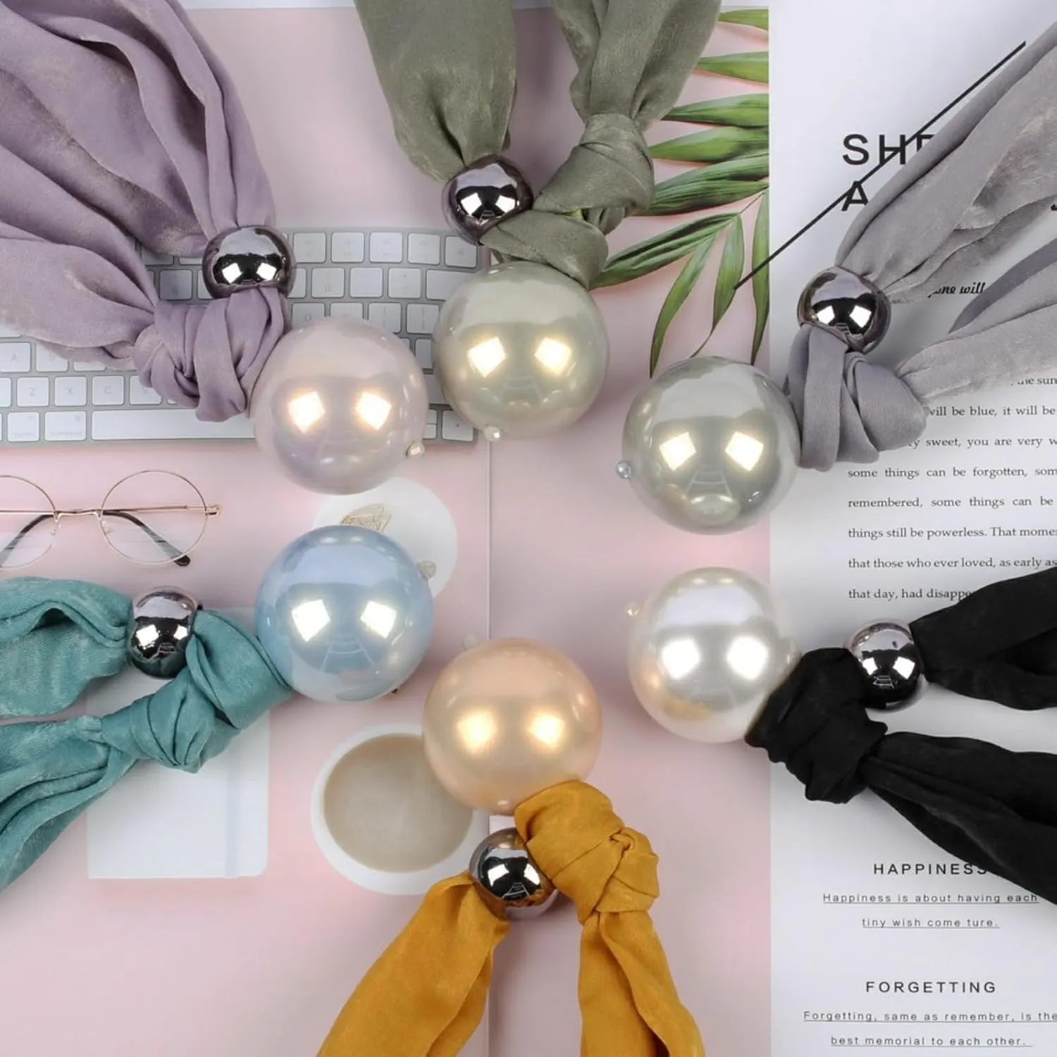 Ribbon Rope Chain Big Pendant Bead Ball Imitation Pearl Necklace for Women Flannelette Collar Choker Jewelry