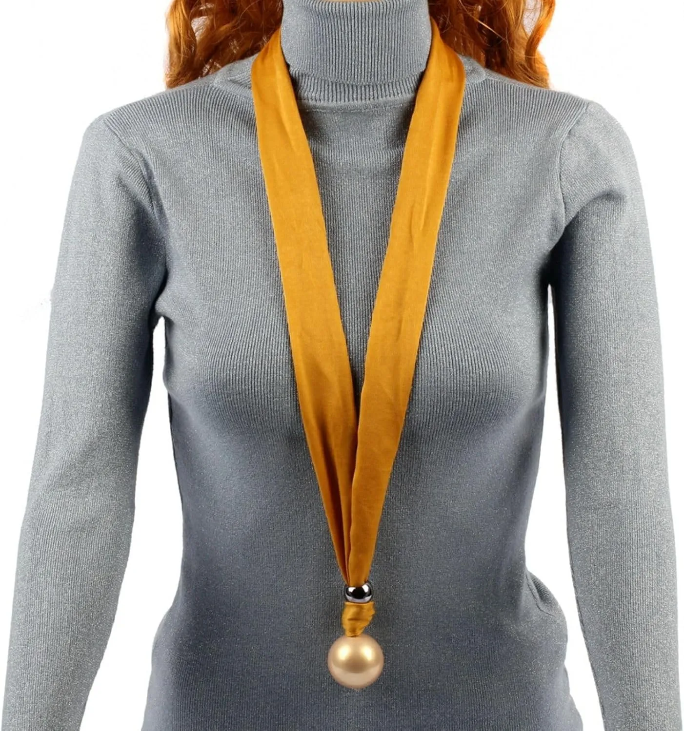 Ribbon Rope Chain Big Pendant Bead Ball Imitation Pearl Necklace for Women Flannelette Collar Choker Jewelry