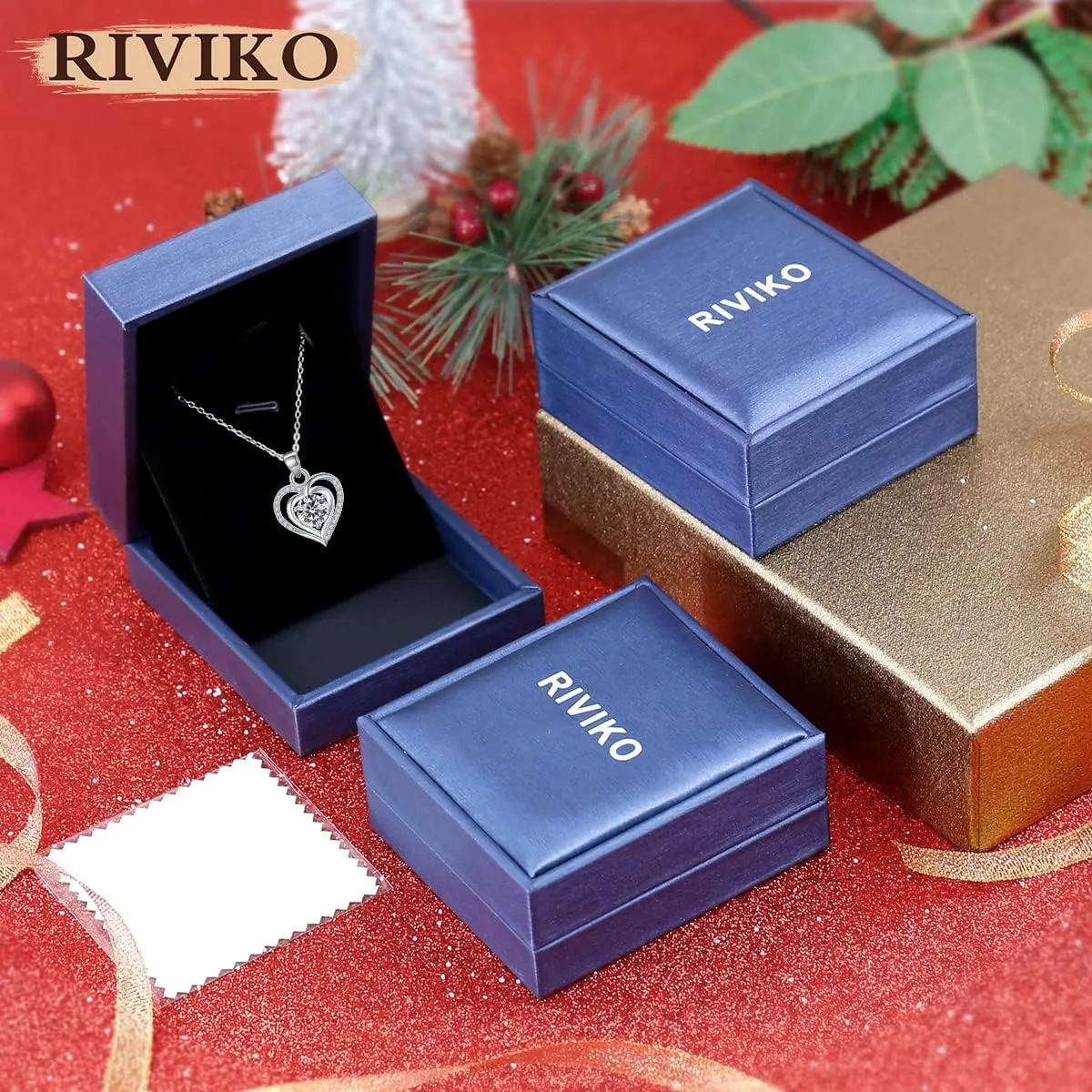 RIVIKO Heart Birthstone Pendant Necklace for Women 925 Sterling Silver Zirconia Necklaces Wedding Anniversary Birthday Mothers Day Jewelry Gifts For Her Mother Wife