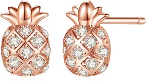 Rose Gold Plated Pineapple Earrings for Women: Minimalist Pineapple Stud Earrings Women Jewelry Gifts for Christmas Birthday Anniversaries